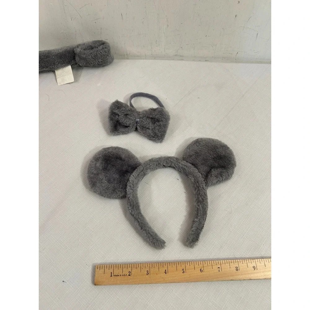 Unbranded Mouse Costume Set O/S Gray Ears Tail Bow Tie Kids Accessory